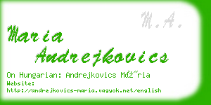 maria andrejkovics business card